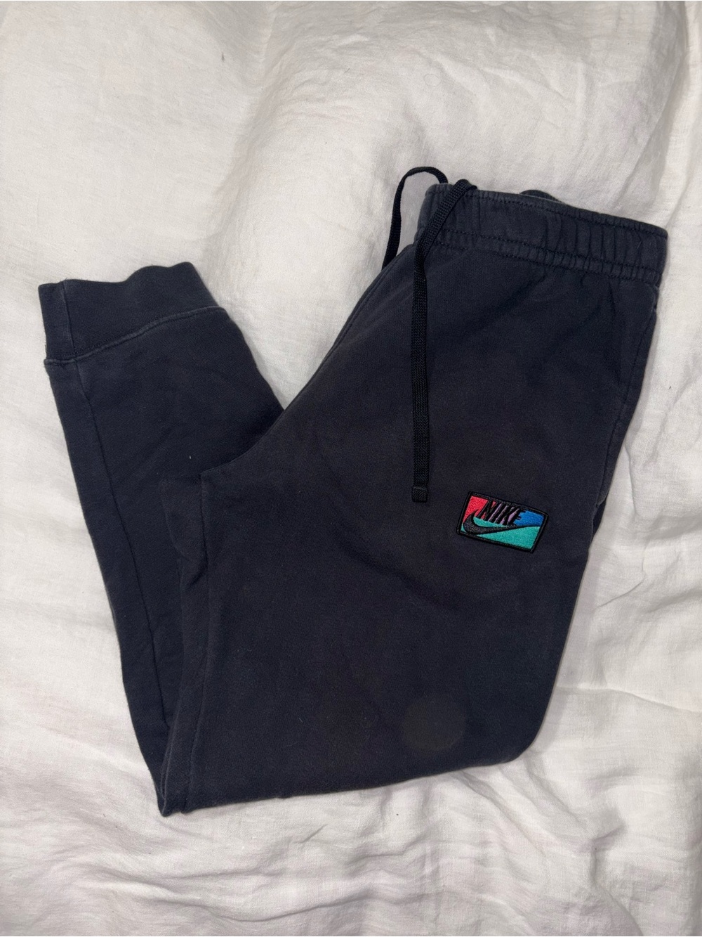 Nike Black Joggers with Colorblock Logo Patch